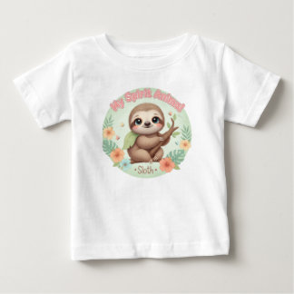 Adorable Baby Sloth "My Spirit Animal" Cute Floral T-Shirt