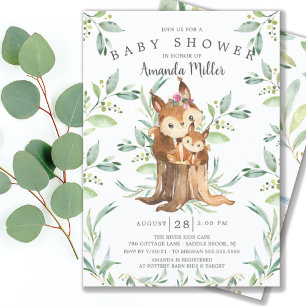 Adorable Baby Squirrel and Mum Baby Shower  Invitation