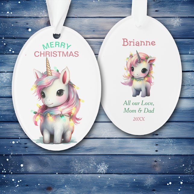 Adorable Baby Unicorn String Lights Kids Christmas Ornament (Creator Uploaded)
