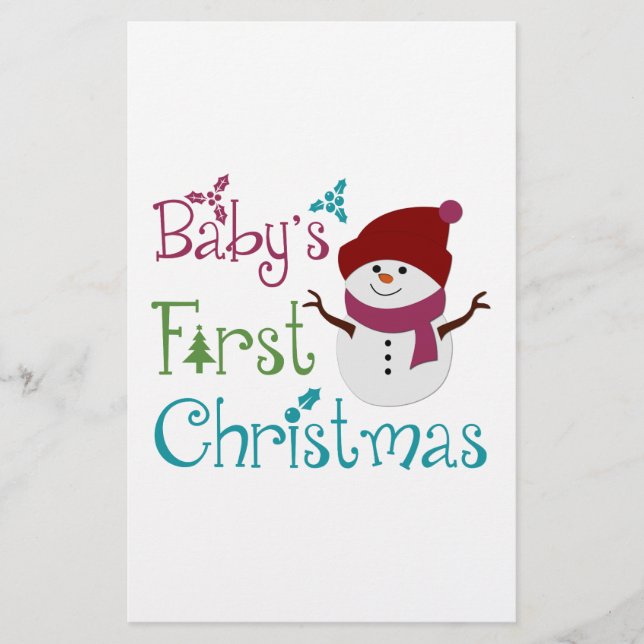 Adorable Babys First Christmas Stationery (Front)