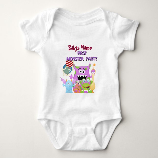Adorable Babys First Monster Party tshirts (Front)