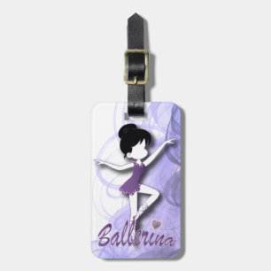 Adorable Ballerina Dancer   DIY Text   Purple Luggage Tag