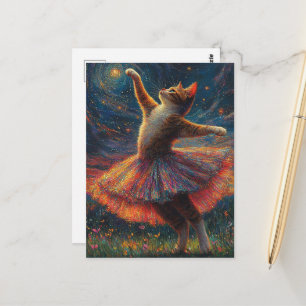 Adorable Ballerina Ginger Kitty Postcard
