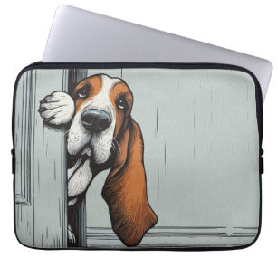 Adorable Basset Hound Dog Wall Art Laptop Sleeve