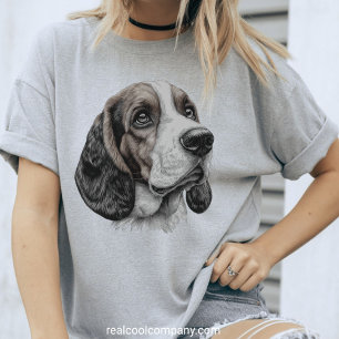 Adorable Basset Hound Sketch Cute Dog Lovers Tri-Blend Shirt