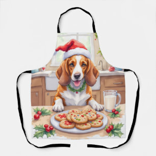 Adorable Basset Hound Sneaking Christmas Cookies Apron