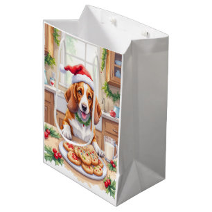 Adorable Basset Hound Sneaking Christmas Cookies Medium Gift Bag