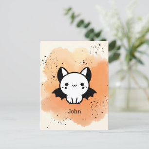 Adorable Bat Buddy - Kawaii Minimalist Nursery Art Postcard