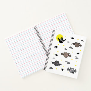 Adorable Bat Illustration Animal Spiral Notebook
