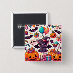 Adorable bat kawaii halloween 15 cm square badge