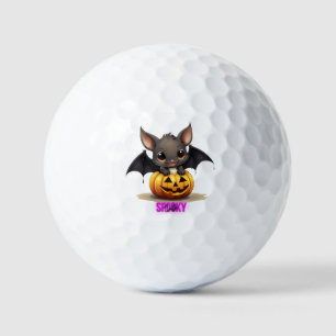 Adorable Bat on Pumpkin Cute Halloween Decor 2024 Golf Balls
