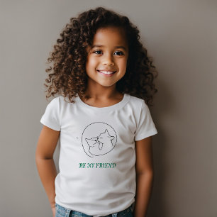 Adorable 'Be My Friend' Kids' T-Shirt - Cute Cats