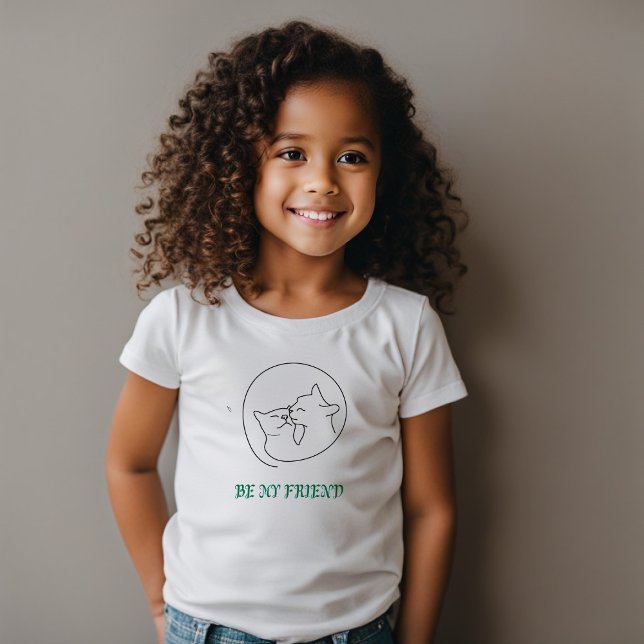 Adorable 'Be My Friend' Kids' T-Shirt - Cute Cats  (Creator Uploaded)