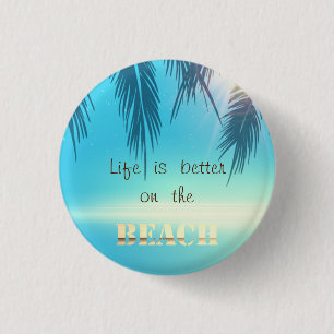 Adorable Beach Palm Leaves 3 Cm Round Badge