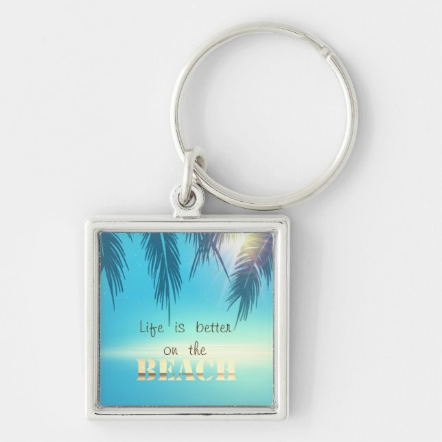 Adorable Beach Palm Leaves  Key Ring (Front)