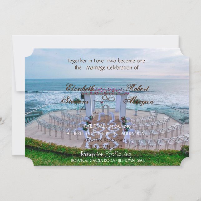 Adorable Beach  Wedding Floral  Invitation (Front)