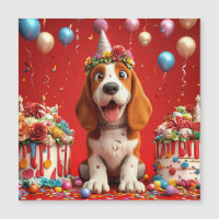 Adorable Beagle Dog Celebrating Birthday