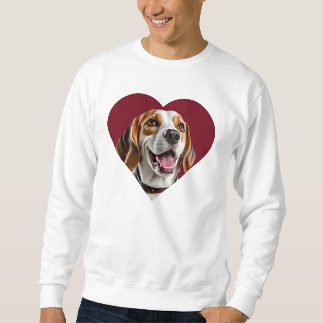 Adorable Beagle in Heart Shape Design Sweatshirt (Front)