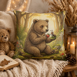 Adorable Bear and Ant Friend Forest Animals Cushion