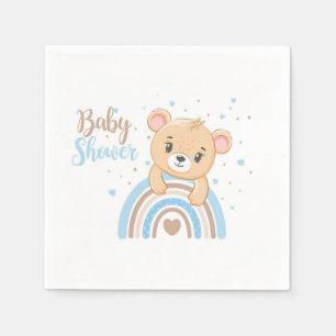 Adorable Bear Boho Rainbow Boy Baby Shower Napkin