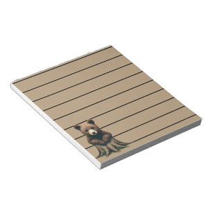 Adorable Bear Cub Sitting on Tree Stump Notepad
