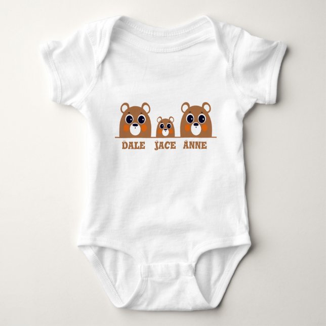 Adorable Bear Family Baby Bodysuit (Front)