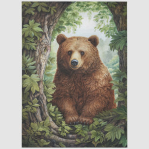 Adorable Bear in The Forest Decoupage Tissue Paper