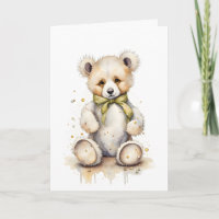 Adorable Bear Light Green Ribbon Lime Blank