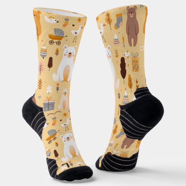 Adorable Bear Pattern Socks (Angled)