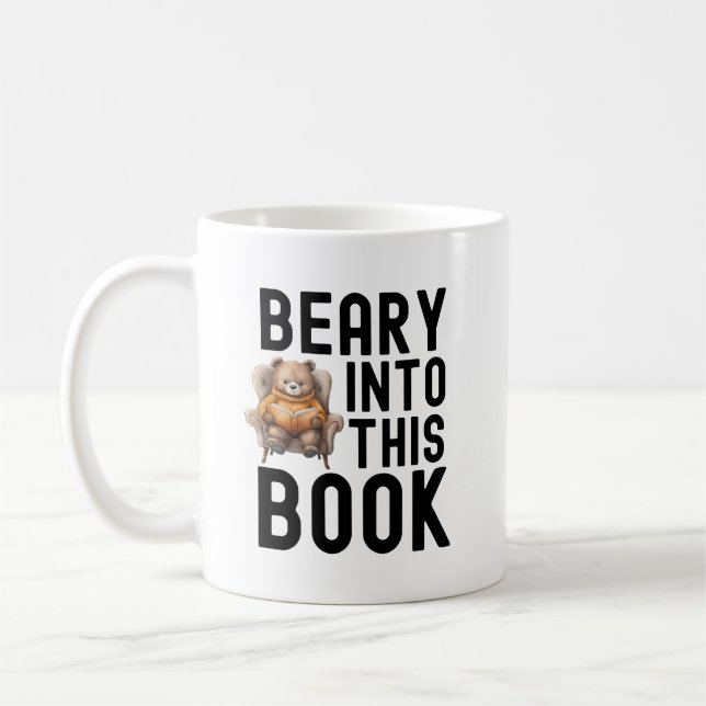 Adorable Bear Reading Book Lover Quote Coffee Mug (Left)