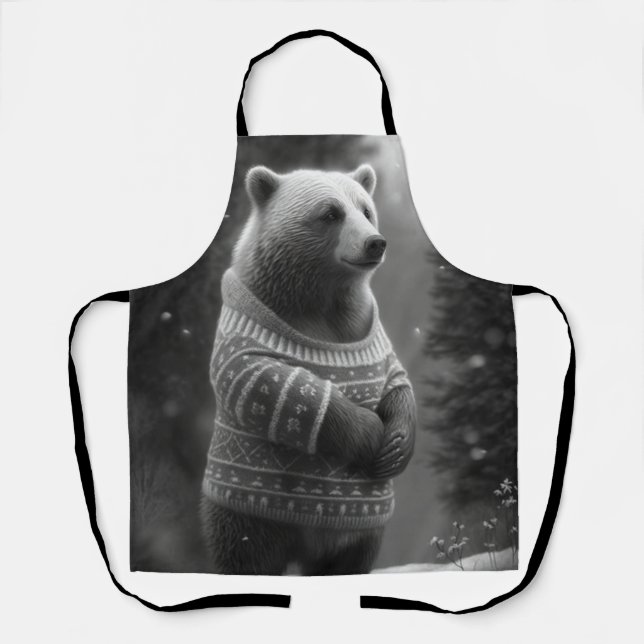 Adorable Bear Wearing a Cosy Sweater Apron (Front)