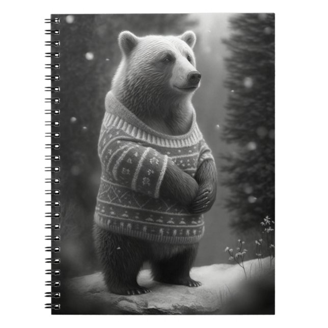 Adorable Bear Wearing a Cosy Sweater Notebook (Front)