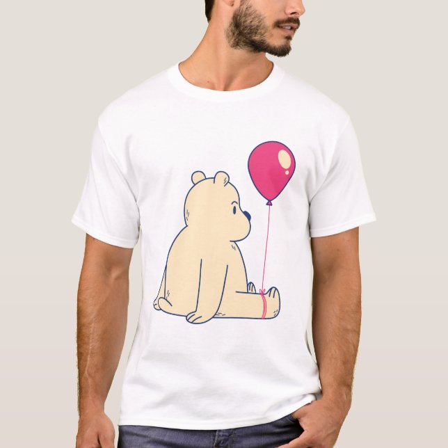 Adorable Bear With a Red Balloon T-Shirt (Front)