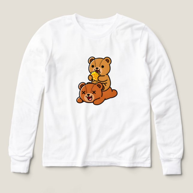 Adorable Bears Eating Sweet Honeycomb Cartoon (Design Front)