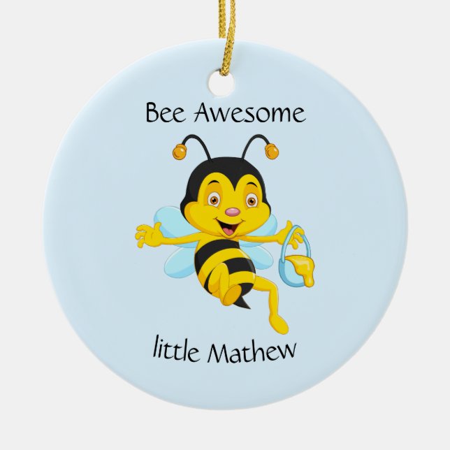 Adorable Bee Boy Cartoon Ceramic Tree Decoration (Front)