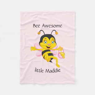 Adorable Bee Girl Cartoon Fleece Blanket