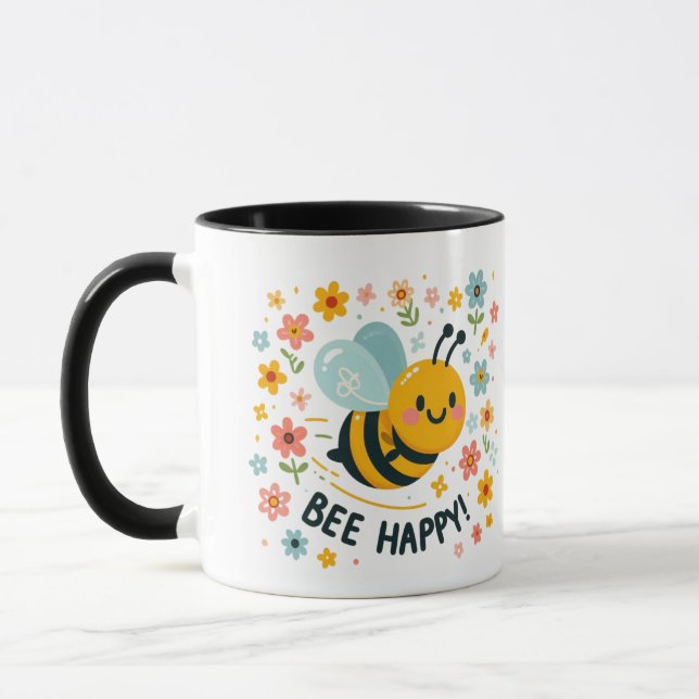 Adorable Bee Happy Mug Cups (Left)
