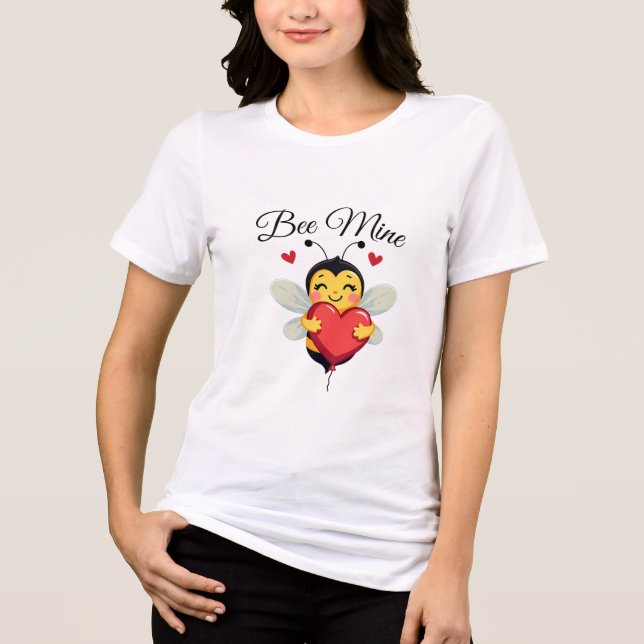 Adorable Bee Holding Heart Valentine's Day T-Shirt Tri-Blend Shirt (Front)