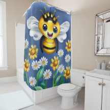 Adorable Bee in a Flower Garden Watercolor