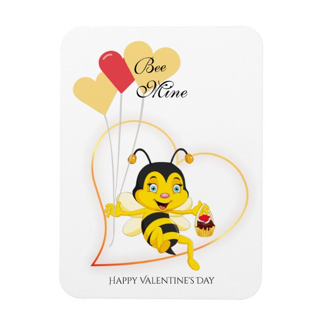 Adorable Bee Mine Valentine's Day Bee Cartoon Magnet (Vertical)