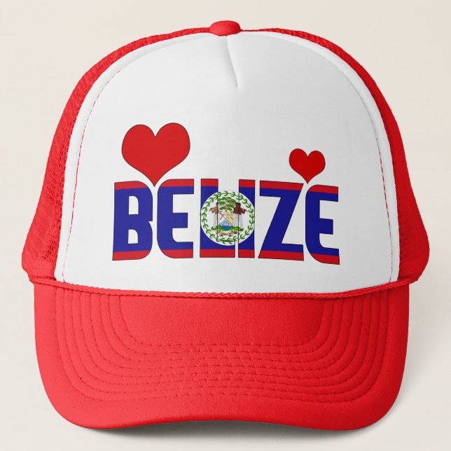 Adorable Belise Flag Hearts Patriotic Trucker Hat (Front)