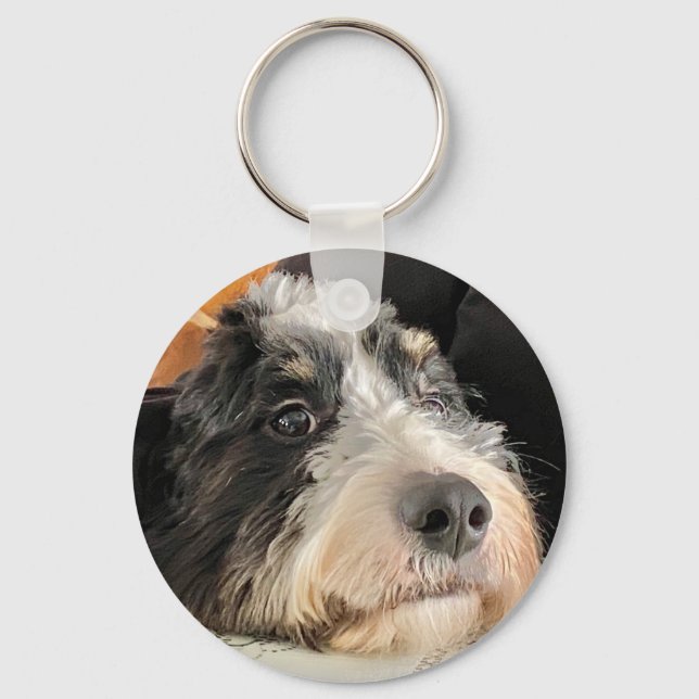 Adorable Bernedoodle Key Ring (Front)