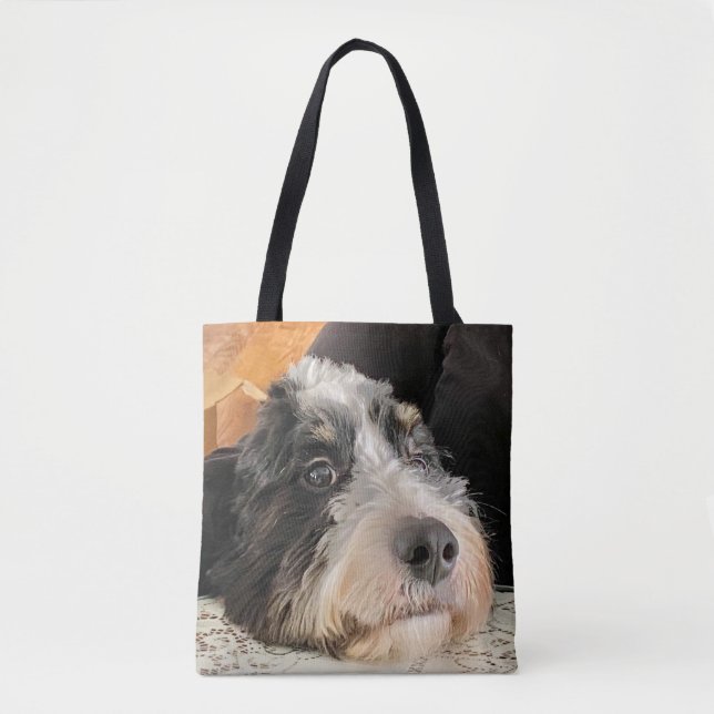 Adorable Bernedoodle Tote Bag (Front)