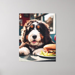 Adorable Bernerdoodle at the Diner Canvas Print