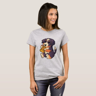 Adorable Bernese Mountain Dog With Pizza T-Shirt