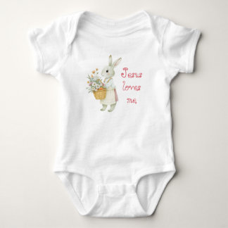 Adorable Bible Pastel Bunny Basket Floral Balloons Baby Bodysuit