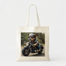 Adorable Biker Dog Tote