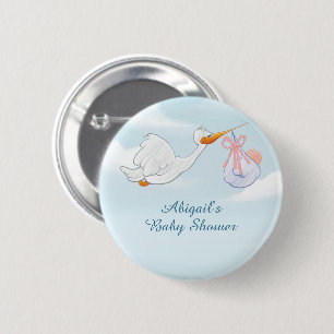 Adorable Birds Carrying Girls Baby Shower Gift 6 Cm Round Badge