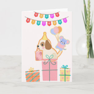 Adorable Birthday Card Happy Birthday with Dog, Mo