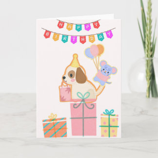 Adorable Birthday Card Happy Birthday with Dog, Mo